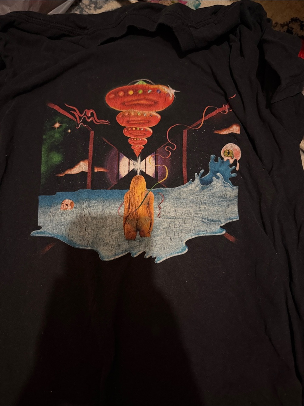 Kesha Merch Next Level Apparel Black Tee & Multicolor Surreal Graphic
